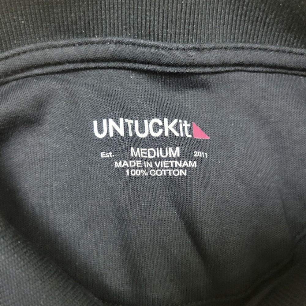 Untuckit Mens Medium Solid Black Stretch Knit Pol… - image 4